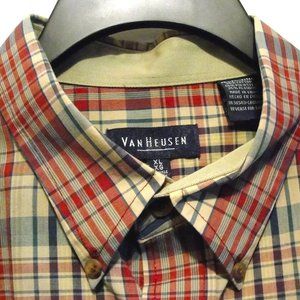 Van Heusen SS XL Red Green Blue Gold Tan.
